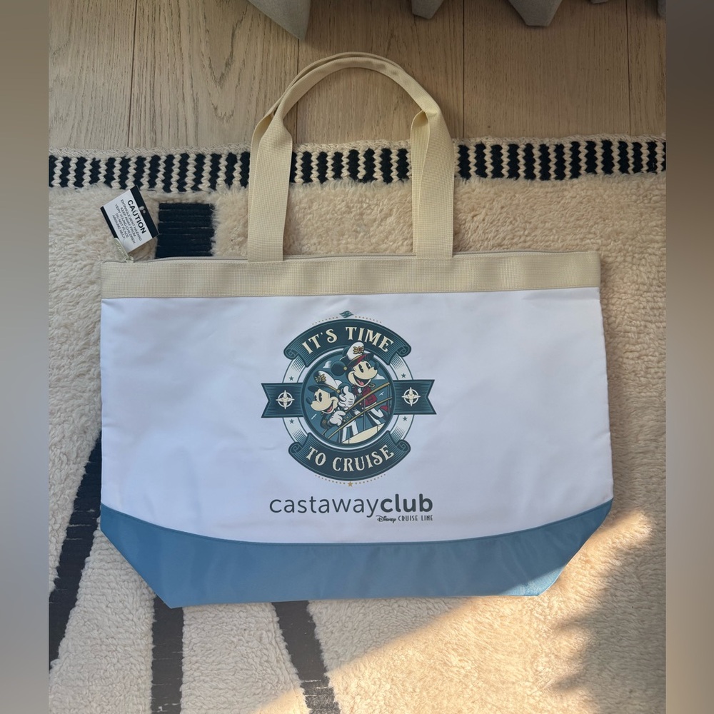 NWT Disney Castaway Club Tote in Blue, White, and Tan
